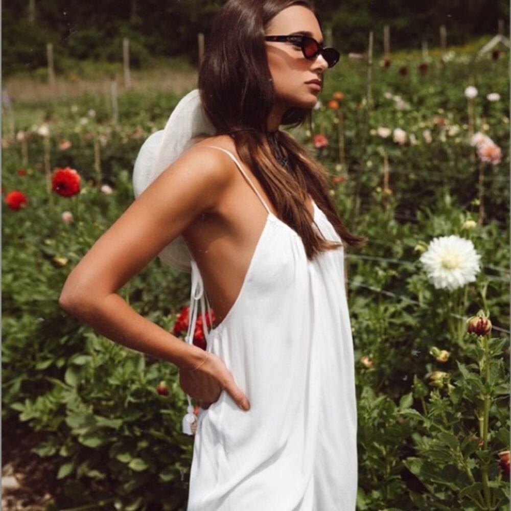 WeWoreWhat | Kaia jumpsuit white tie strap shell unlined semi-sheer xs